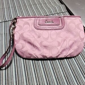 Coach pink wristlet bag